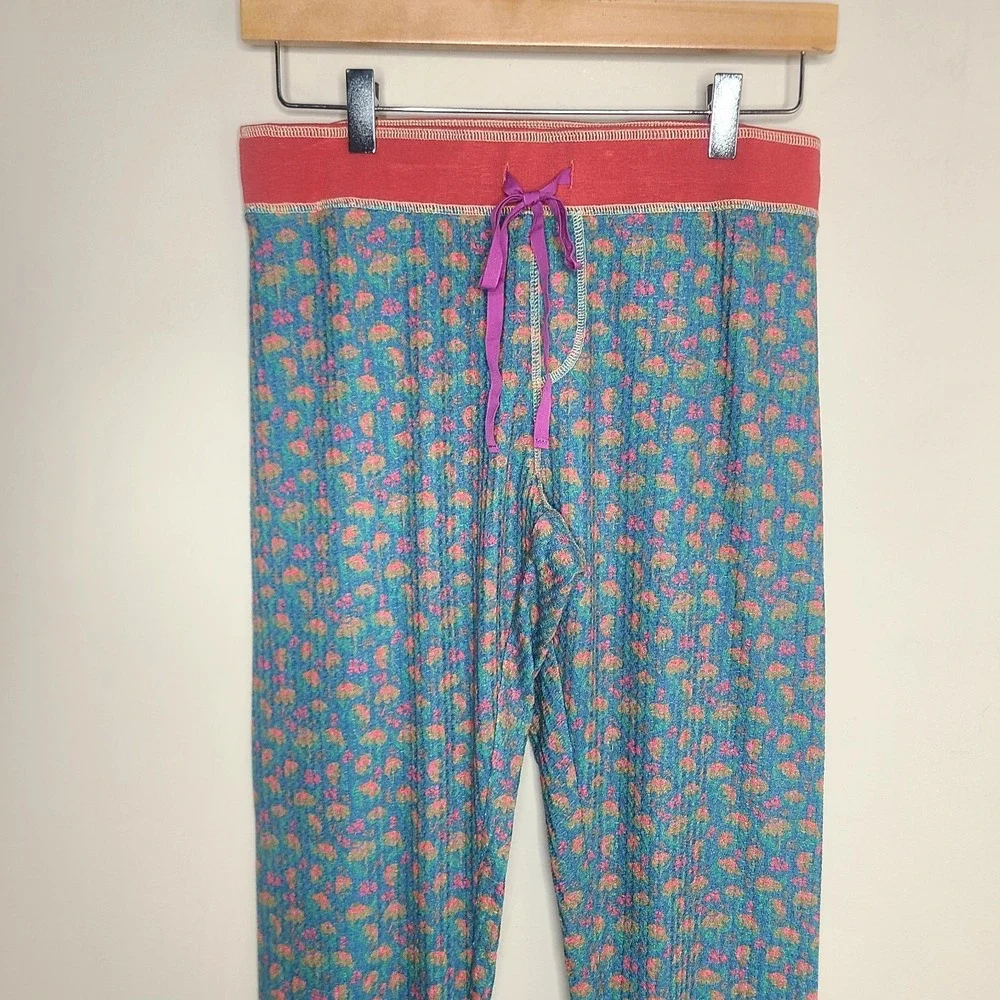 Natural Life Mix & Match Blue Floral Thermal Long John Lounge Pants S Boho - Picture 3 of 6